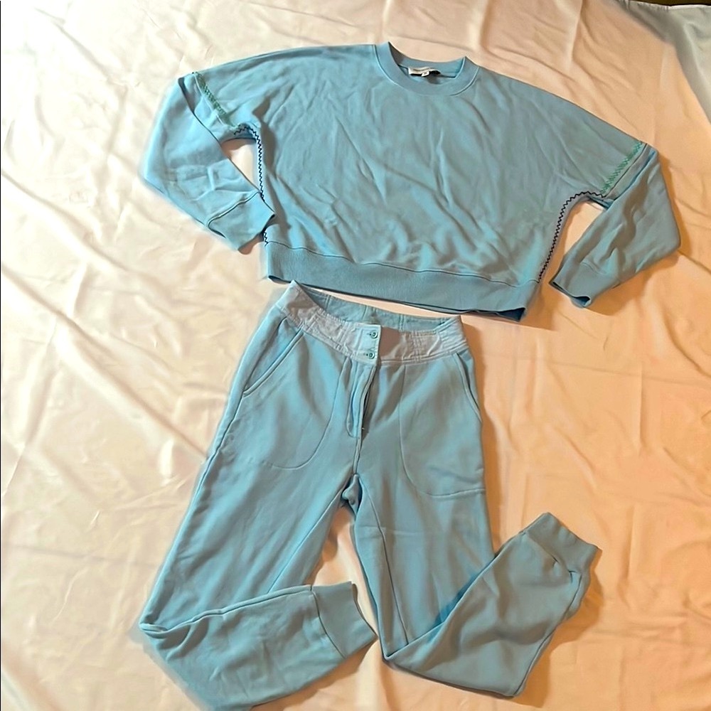 Blue Cropped Sweatshirt and Joggers Set